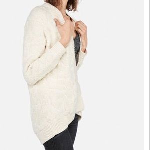 Women's White Cozy Leopard Cardigan